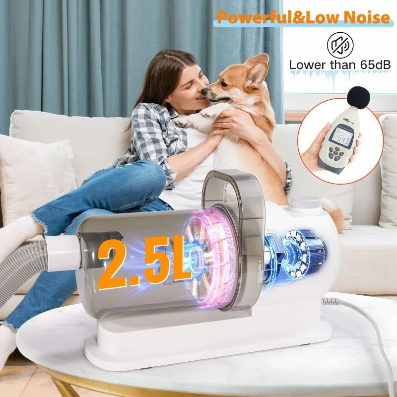 Pet Grooming Vacuum & Clipper 2 in 1, Multifunctional Pet Hair Remover Grooming Kit for Dogs Cats with Powerful Suction