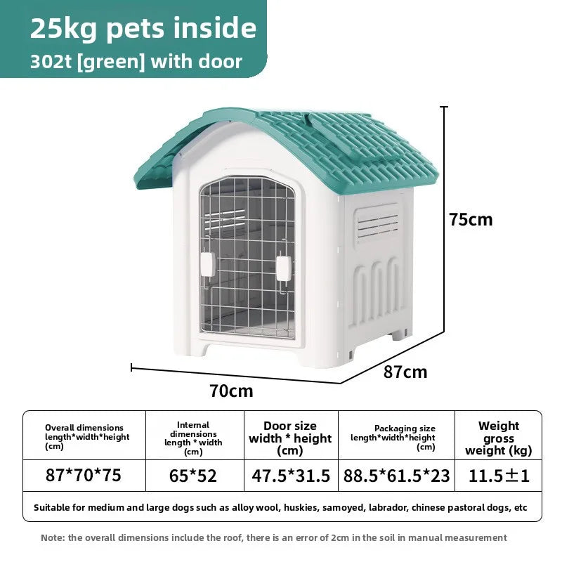Large Waterproof Outdoor Dog House - Detachable & Washable Dog Cage for Medium/Large Breeds, All-Weather Shelter
