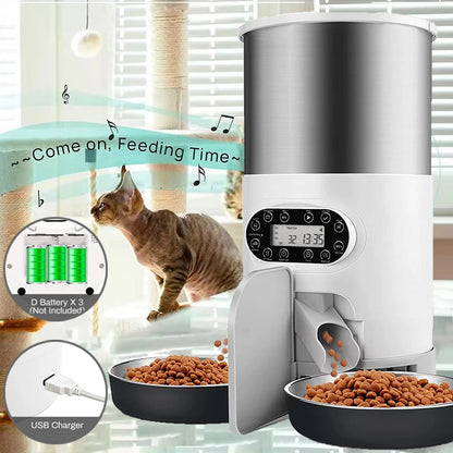 Cat Timing Feeder Smart APP Cat Feeder With Double Meal Pet Dog Food Automatic Dispenser Suitable Small Cats Dogs Remote Feeding