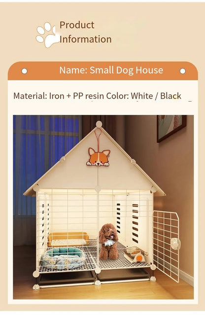 Dog cage Small pet indoor household dog house with toilet and separate area One room hall bathroom dog house Teddy bear breed