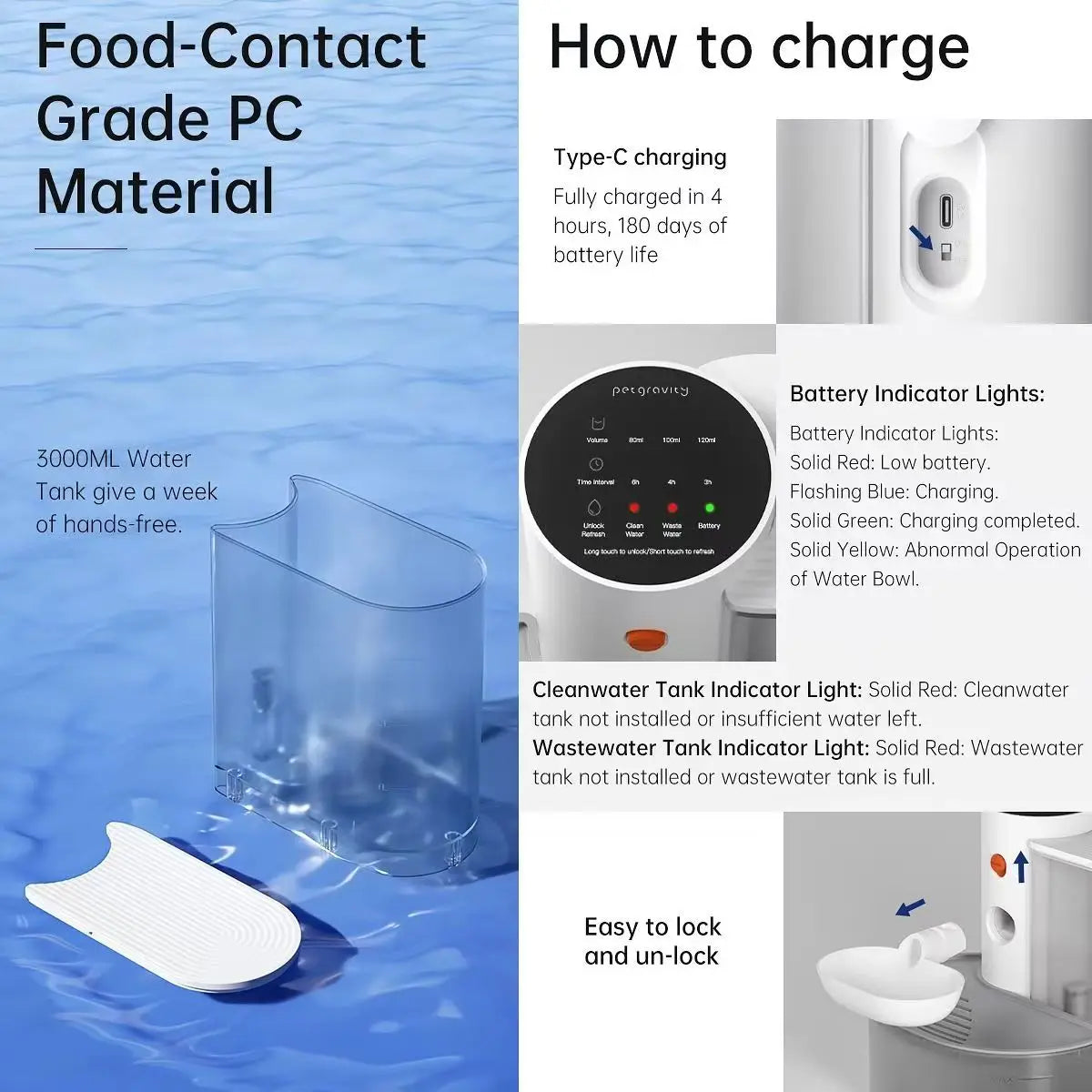 Dog and Cat Water Dispenser, Pet Water Dispenser, Dumping Cat Water Dispenser, Running Water Charging Automatic Water Feeder