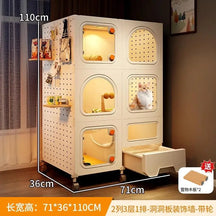 Compact Cat Cage with Toilet All-in-One Indoor Cat House for Small Spaces Space-Saving Kitty Mansion DIY Cave Plate Cats Villa