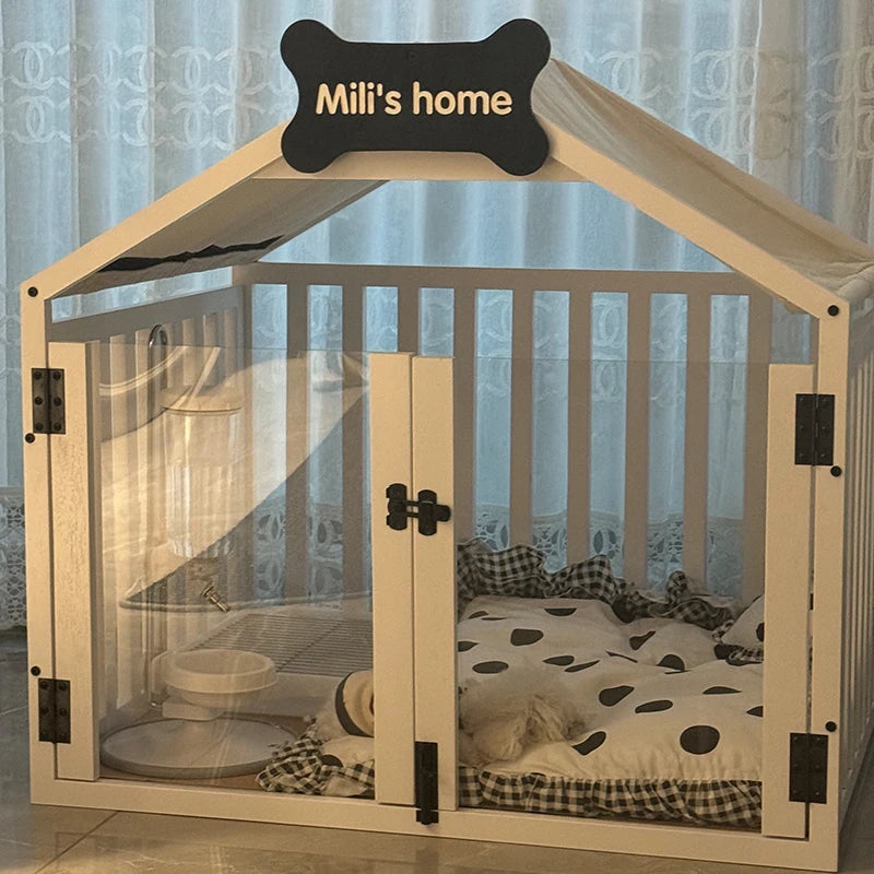 Indoor Solid Wood Creativity Design Special Use Pet Doghouse Detachable Washable Advanced Light luxury Large Dogs Big Villa