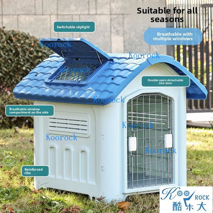 Large Waterproof Outdoor Dog House - Detachable & Washable Dog Cage for Medium/Large Breeds, All-Weather Shelter