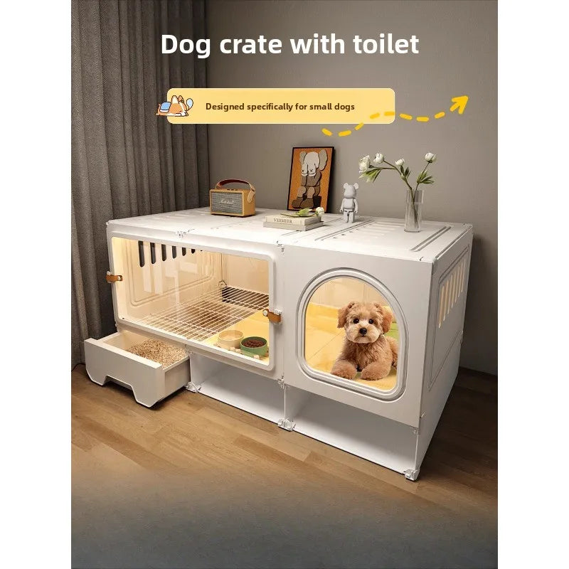 Small Dog Cage with Toilet Separated Pet House One Room One Hall One Bath Indoor Dog Villa