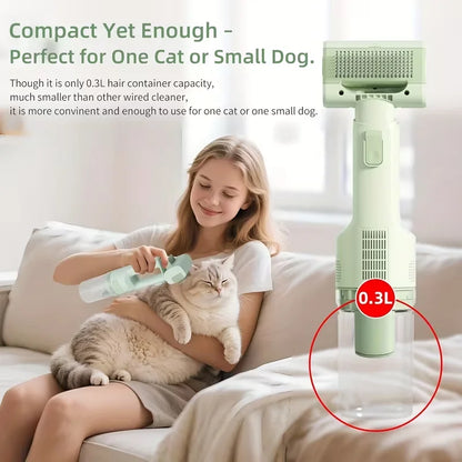 Cat Grooming Vacuum 5Brushes Pet Grooming Kit with 0.3L Hair Dust Cup Dog Vacuum Cleaner for Pets Cats Dogs Hair Vacuum Cleaner