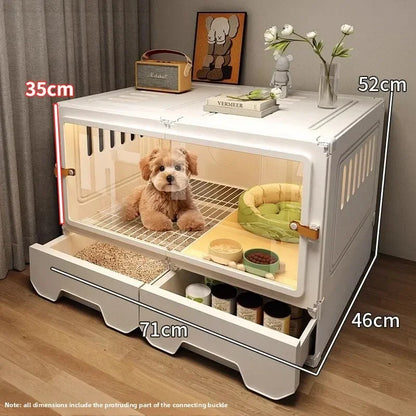 Small Dog Cage with Toilet Separated Pet House One Room One Hall One Bath Indoor Dog Villa