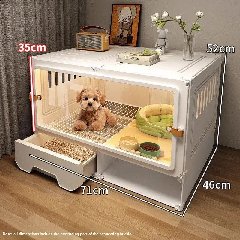 Small Dog Cage with Toilet Separated Pet House One Room One Hall One Bath Indoor Dog Villa