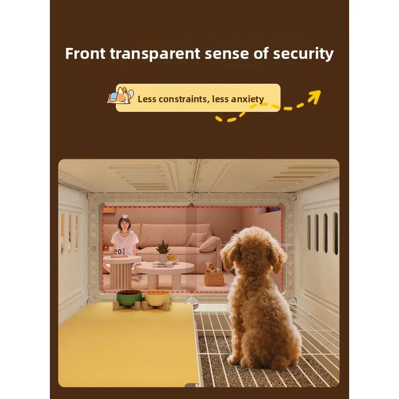 Small Dog Cage with Toilet Separated Pet House One Room One Hall One Bath Indoor Dog Villa