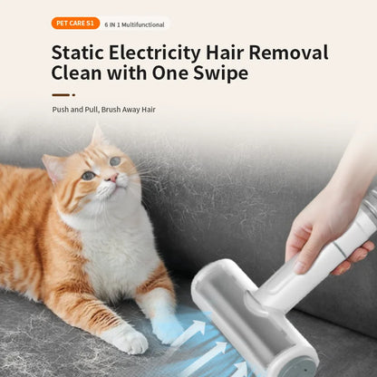 Pet Hair Vacuum Cleaner, Low Noise, Pet Grooming Tool, 5 Sets, Battery Powered, Plastic Rubber Material, Large Capacity