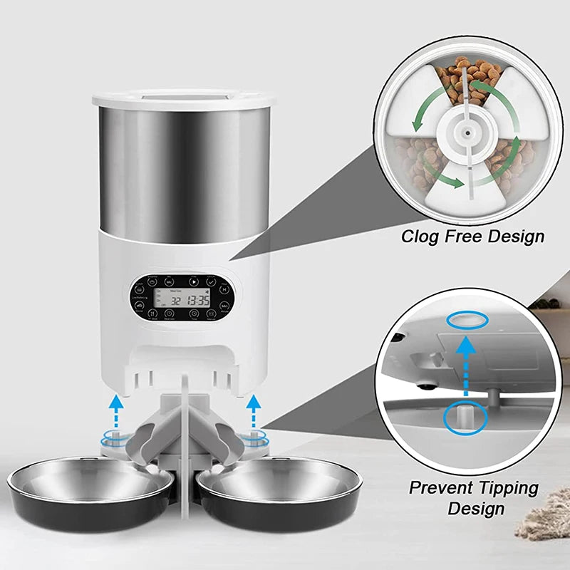 Cat Timing Feeder Smart APP Cat Feeder With Double Meal Pet Dog Food Automatic Dispenser Suitable Small Cats Dogs Remote Feeding